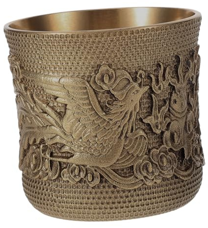 Tazza Da Tè Vintage in Ottone Resistente Motivo Antico Decorativo, Tazza Da Vino Multifunzione Per Bevande Calde e Fredde, Arredamento Casa Stabile Per Uso Quotidiano