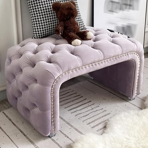 Stilvolle, moderne Polsterbank mit weichen Kissen, getuftetes Design, 100 cm, lila Akzentmöbel für Eingangsbereich, Schlafzimmer, Wohnzimmer, Esszimmer