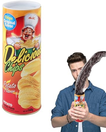 Snake Joke - 2.95x8.46 in the Spooky Box | April Fool's Toys, April Fool's Stuffing, Halloween Party Decor, Magic Chip Cans, Scary Snake and Hilaran
