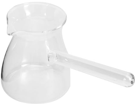 FIXOSHEE Cafetera Turca Inducción 350Ml de Vidrio Borosilicato Jarra para Leche Vertedor Exclusivo para Uso en Cafeterías y Hogares