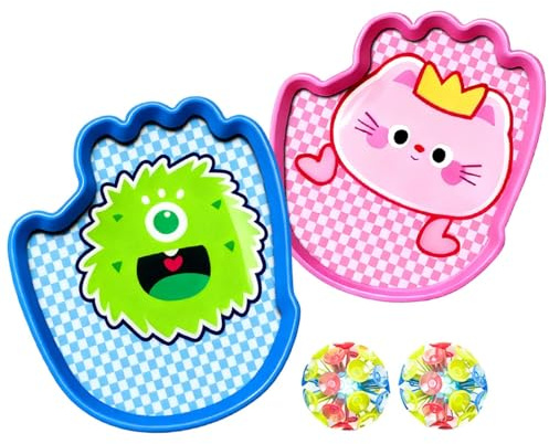 Generico Toss And Catch Ball Set - Interactive Toy | Ball Catch Games Paddle For Outdoor Family Park And Kindergarten Garden Playtime Development, Indoor Fun Beach Game In Neon