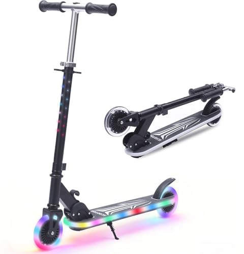 UBRAVOO Roller Kinder 3–8 Jahren Scooter für Kinder - Sturdy Aluminium Scooter mit Nur Einem klick Zusammenklappbar, mit Höhenverstellbarem Lenker und Hinterradbremse, Beleuchteter Wide-Deck