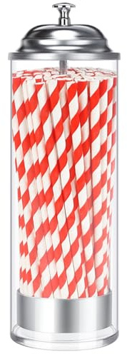 BarBits Plastic Straw Dispenser - Retro Drinking Straws Vintage Container Holder