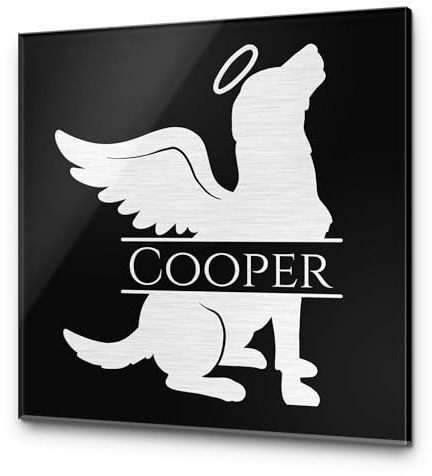 CHRISCK design Gedenktafel mit Gravur Grabstein Herz 100% Kratzfest und witterungsbeständig Grabplatte aus Hochglanz Acrylglas ab 20x20 cm für Menschen und Tiere Hunde Katze Hund Katzen