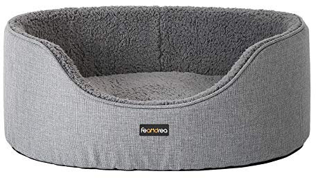 Feandrea Hundebett, Hundekorb, Wendekissen, 92 x 72 x 28 cm, grau PGW33GG