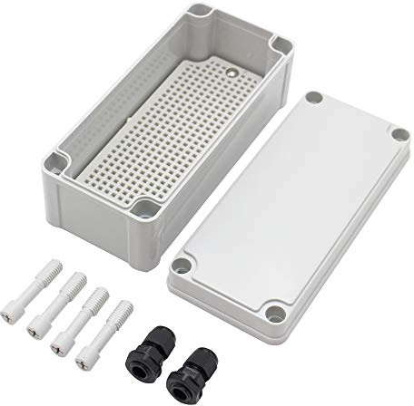 MAKERELE Waterproof Electrical Box Outdoor Junction 7.08”3.15”2.76” (1808070mm) Outdoor Watertight DIY Electronics Enclosure with 2 NPT 1/4” Glands