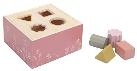 Little Dutch 7022 Holz Steckspiel Sortierspiel mit 4 Formen - Wild Flowers rosa