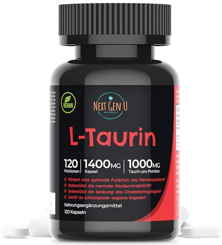 Taurine - 1000 mg, 120 Vegan Caplets - Food Supplement - Dietary Health Supplement - Helps Promote Immune & Central Nervous System Functions - by NextGenU