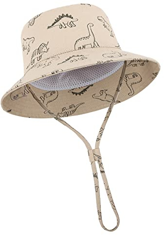 TOMEEK Chapeau de Soleil Bébé Bob Chapeau Garçons Filles Enfants Chapeau Seau d'été UPF 50+ Casquette de Plage Pliable avec Mentonnière Réglable et Large Bord, Kaki, Taille XL