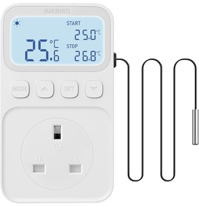 INKBIRD C216T Thermostat Outlet Socket, Digital Temperature Controller | Heating and Cooling, Timer Thermostat Plug for Reptile, Aquarium, Incubation, Tortoise, Lizard, Vivarium