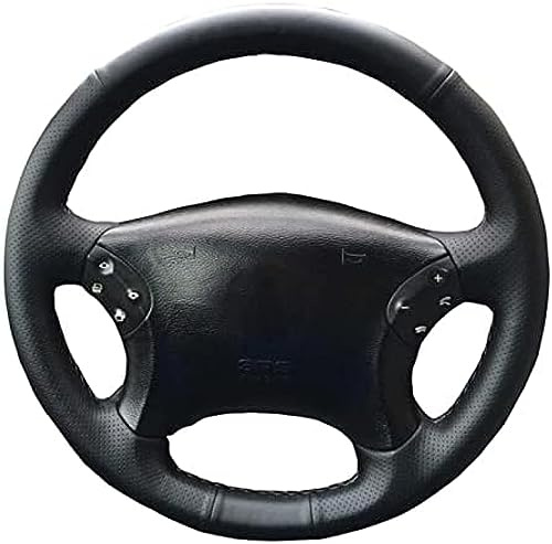 Schwarzer Leder-Auto-Lenkradbezug, für Mercedes Benz W203 C-Klasse 2001-2007, handgenähter Auto-Lenkradbezug