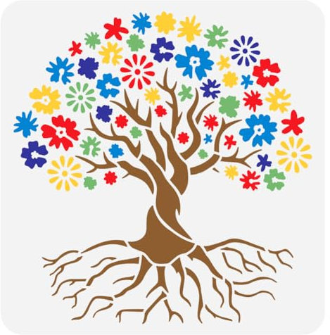 FINGERINSPIRE Malschablone Baum Des Lebens 30x30 cm Wiederverwendbar Blumen Lebensbaum Muster Zeichenvorlage Pflanzen Blumenbaum Thema Schablone Zum Malen Auf Holz Wand Papier Möbeln