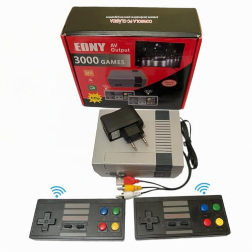 Consola de 3000 Videojuegos Retro 8 bit Sandalfon Conexion AV con 2 mandos Integrados Support 2.4g Wireless, Atractivos, Divertidos. Deportes Rompecabezas Lucha Carreras
