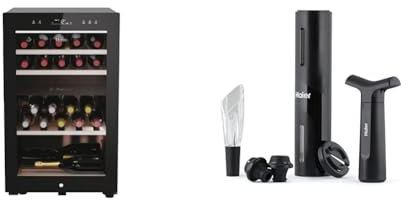 Haier HWS42GDAU1 Series 7 Cantinetta Vino, 42 Bottiglie, Connettività Wi-Fi & HAWUKIT06 Set da Vino Elettrico Ricaricabile, include Aeratore e Salvagocce a Tulipano