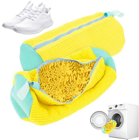 Schuhwaschbeutel Waschmaschine 2 Stück, 3D Mesh Waschbeutel Schuhe mit Reißverschluss, Schuh Wäschenetz gegen Verformung, Wiederverwendbar für Sneaker Sportschuhe