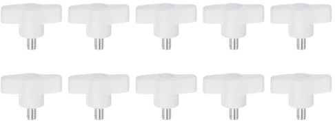 QUARKZMAN 10Pcs Vis de Serrage Étoile M6 x 12mm Filetage Mâle Boutons de Goujon en Plastique, Poignées Filetées en T, Serrage Manuel, Vis à Oreilles, Vis à Oreilles, Blanc