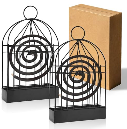 gaoduanluoluo 2 Pezzi Porta Bobina per Zanzare, Porta Incenso per Zanzare in Metallo, Retrò Supporto a Spirale per Soggiorno, Cucina, Camera da Letto e Campeggio (Nero)