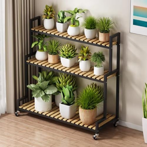 KADEUX Holz 3 Stufen Blumenständer, Große Pflanzenständer Blumenleiter, Modern Blumentreppe Schwarz/weiß Blumenbank, Ablageregal Für Blumentopf(Black,100cm)