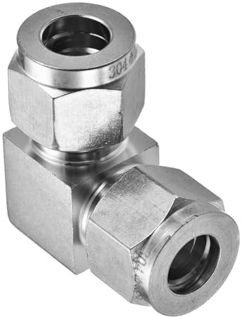 YOKIVE Raccord à Compression, Coude Union 90 Degrés Double Ferrule pour Raccord de Tuyaux (Tonalité Argent, 3/8 Pouce à 3/8 Pouce)