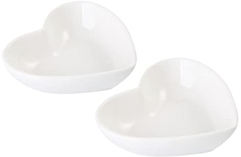 Amosfun 2 Stk herzförmige Schale kitchenware kitchen gadget Porzellanschale servierbesteck set fruit bowl Bonbonschale Ramen-Schüssel Obstschale Salatschüssel Suppenschüssel Keramik Weiß