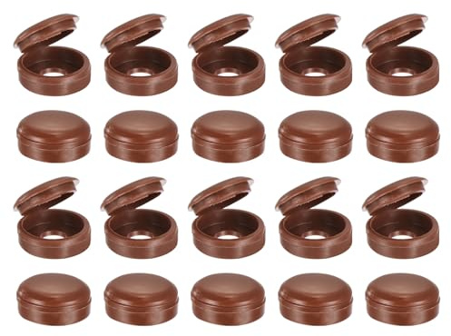 sourcing map 100Pcs Screw Caps, 6mm/0.24 ID Screw Snap Covers Washer Flip, PVC Hinged Screw Cover Caps for Covering Screw Heads(Dark Brown)