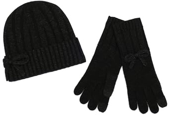 Kate Spade New York Women's Metallic Bow Box Set Beanie Hat