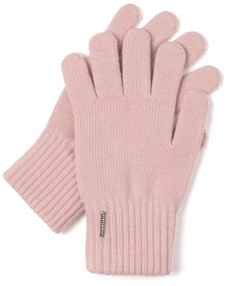 Vivisence Invernale Da Donna Guanti Eleganti A Cinque Dita In Filato Caldo Con Aggiunta Di Lana Rifiniti Con Ampio Guardolo Perfetti Per L'inverno, Rosa,Taglia Unica