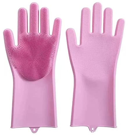 JYMALISA Cleaning Gloves Pet Grooming Gloves Dog Cleaning Product Cat Shampoo Supplies Bath Scrubber Washing Cleaner Silicon Hair Removal Eco Friendly Cleaning Gloves(PINK)