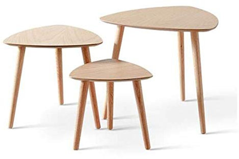 Table d'appoint en forme de galet, table d'appoint basse combinée, petite table à thé dans le salon, pieds de table en chêne en forme de marteau (couleur : combinaison petite + moyenne + gra