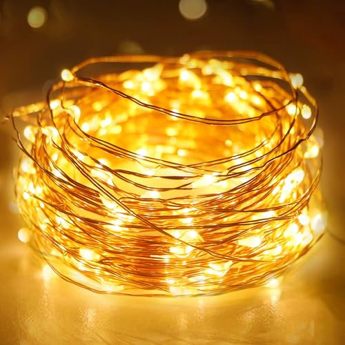 litogo Lucine Led Decorative a Batteria con Timer, 3M 30 LED Luci Albero di Natale a Batteria Impermeabile, Mini Filo Luci Led Batteria Decor per Interno, Feste, Matrimonio, Bianco Caldo