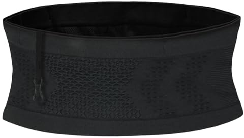 AOOSU Sac Running Multifonctionnel, Ceinture de Course en Tricot Respirant, Ceinture Running Facile À Transporter Votre Téléphone, Vos Clés Et Vos Cartes pour Le Jogging, Randonnée-Noir/L