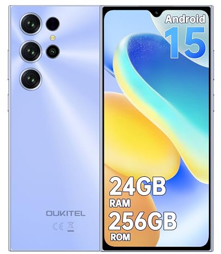 OUKITEL C61 Pro Android 15 Mobile Phones - 6.88 HD+ Large Screen, 5150mAh Battery Smartphone, 24GB RAM+256GB ROM, 13MP+5MP, 4G Dual SIM Free Unlocked Mobile Phones, 5G WiFi/OTG/NFC,Blue