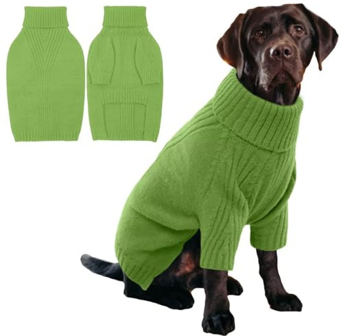 IECOii Hundepullover Grosse Hunde,Herbst Winter Hund Strickmantel Mit Beine,Wärme Dackel Hundepulli Strick Pullover,Hundepullover for Chihuahua,Französische Bulldogge,Labrador,Gras-Grün,XL