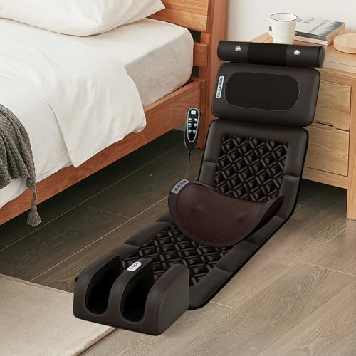 TWSOUL Massagematte mit Wärmefunktion, Ganzkörpermassagematte, Massageauflage mit 12 Vibrationsmotoren, Massage Auflage für Nacken Schultern Rücken Taille Beine, 190cm