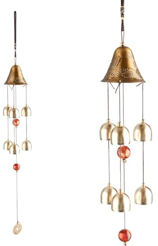 Metal Wind Chimes with 6 Dragon Bells for Garden and Home Decoration, Chinese Feng Shui Lucky Wind Bell, Vintage Hanging Ornament for Outdoor Indoor Window Gift
