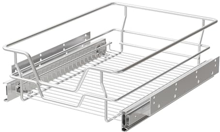Teleskopschublade - Verchromt Ausziehbare schublade Setwahl- Küchenschublade Korbauszug Schrankauszug, Schubladeneinsätze für Küchenschrank (40cm B/43cm T)