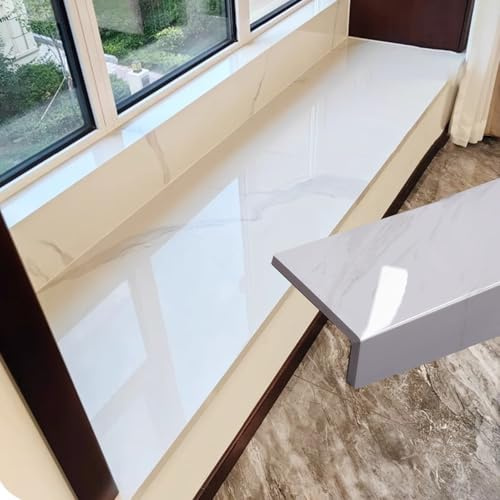 Copertura per davanzale della finestra in stile marmo, protezione bianca per la decorazione della casa, allargata 120 x 15 cm, per interni eleganti in legno