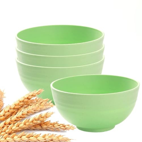 GZTFPQ 12cm Plastic Bowl Set, Unbreakable Salad Cereal Bowls for Adults & Kids, Microwave Dishwasher Safe Food Containers, Reusable Tableware (Green)