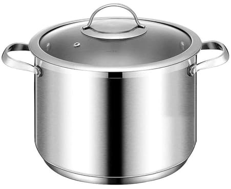 Olla Grande De Acero Inoxidable Profesional, Apta Para Inducción, Con Tapa Y Acabado De Espejo Ollas Rectas