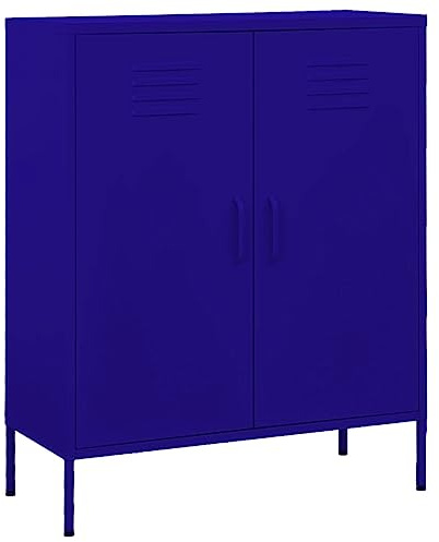 Tomostar Aufbewahrungsschrank aus Metall, Büroschrank, Metall, Aufbewahrungsmöbel, Marineblau, 80 x 35 x 101,5 cm, Stahl