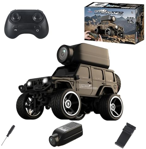 JOYARCH 1:64 Drift RC Car, 2.4G Remote Control Crawler with APP Controlled, 480P Real-Time Video, Dual Speed, LED Lights, 30m Range, Mini Climbing Racing Vehicle Toy Gift for & Adults