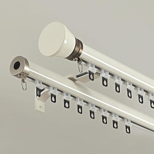 Generico Bastoni per Tende Doppi in Alluminio da 1-6 M - Bastone per Tende Montato A Parete - Asta per Tende per Balcone Portico Studio Hotel Ospedale(Size:2m/6.5ft,Color:Bianco)