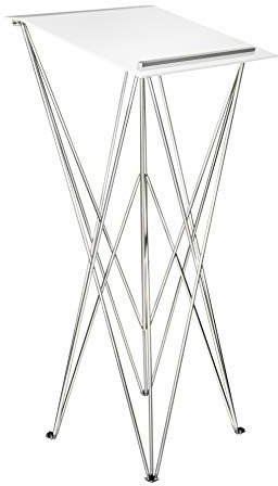 Spider Pult – Stehpult klappbar in weiß | Acryl Pultplatte 49 x 49 cm | 115 cm Stehhöhe | leichtes, faltbares Rednerpult – Schreibpult aus stabilem Aluminium und Acryl