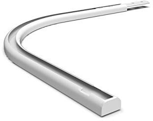 Rollmayer Aluminium Gardinenschiene Mini Weiß Rundbogen Links | mit Deckenbefestigung glänzend 1-läufig Innenlaufschiene für Schiebevorhänge Gardinen und Vorhänge