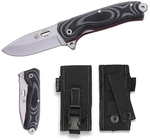 Navaja SV-4 para bushcraft y supervivencia, hoja de 8.5 cm, herramienta de camping para pesca, caza, actividad deportiva, funda