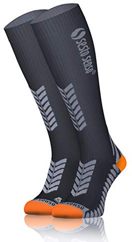 sesto senso Kompressionsstrümpfe Unisex Schwarz Damen Herren Hohe Sportsocken Laufsocken Grau 39-42 Graphite