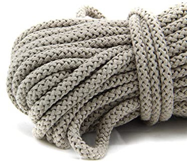 NTS-Nähtechnik Baumwohlkordel 8mm | Farb und Längenauswahl | 100% Baumwolle | mit Polyester Kern | (graubeige, 50m)