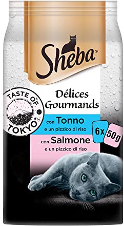 SHEBA Délices Gourmands Frischhaltebeutel, 12 x (6 x 50 g) Taste of Tokio