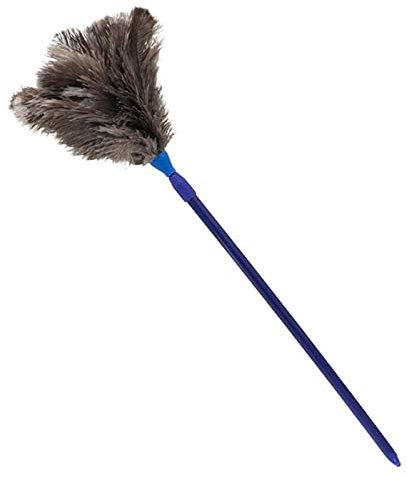 Acan Plumero de Avestruz Extensible de 58 a 104 cm, Mango telescópico de plástico con Agujero, Plumas Suaves, Reutilizable, Lavable, Quitar el Polvo, Telas de araña, Limpieza del hogar, Oficina