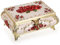 SUMNACON Petite boîte à bijoux vintage en métal avec motif floral rouge, boîte de rangement rétro pour bagues, boucles d'oreilles, colliers, beige (taille L)